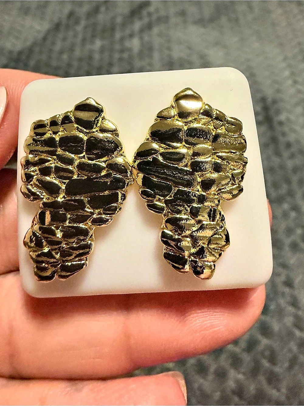 Gold Plated Nugget Earrings